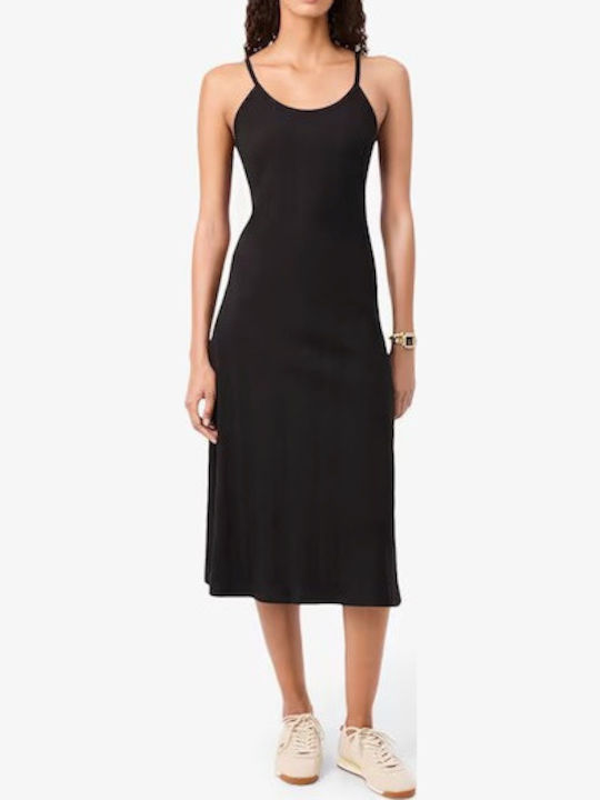 Lacoste Sommer Midi Damenkleid Schwarz