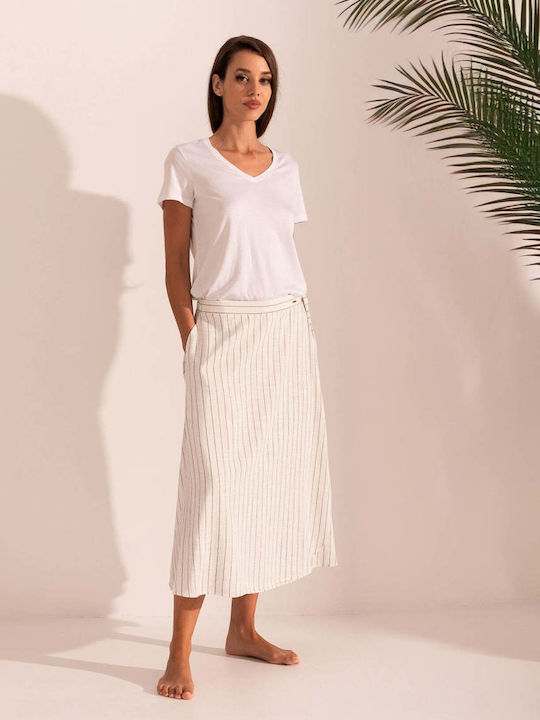 Sofiaman Linen White Skirt