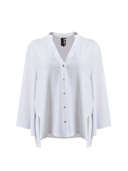 Mat Fashion Long Sleeve Women's Shirt White