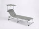 Thirea Thirea Beach Sunbed Gray Foldable Aluminum with Shader 193.5x59x29cm