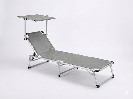 Thirea Thirea Beach Sunbed Gray Foldable Aluminum with Shader 193.5x59x29cm