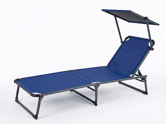 Thirea Beach Sunbed Blue Foldable Aluminum with Shader 193.5x59x29cm AB2004G-B