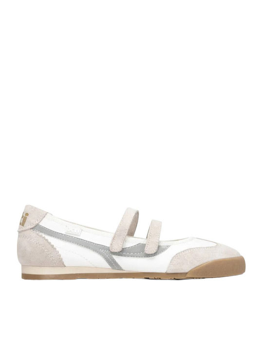 Women's Ballerina Shoes with Strap in White Colour