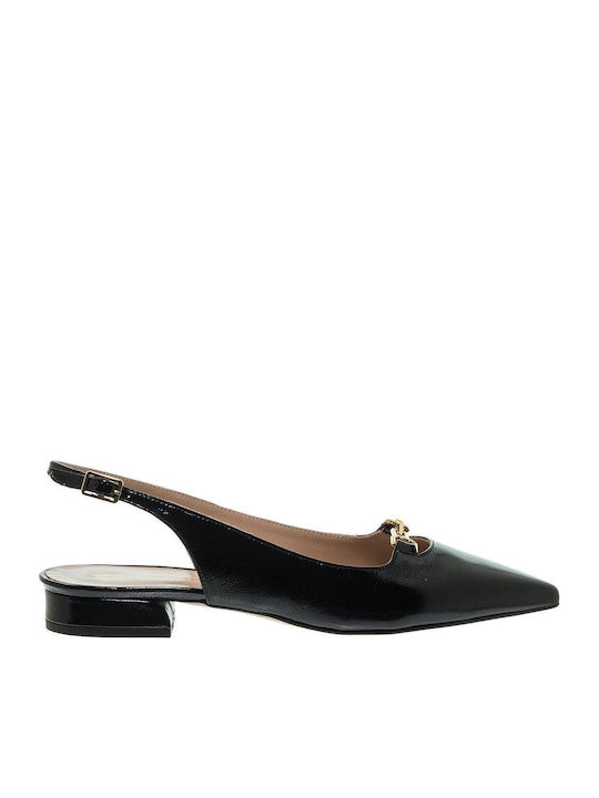 Women's Ballerina Shoes Slingback Made of Patent Leather in Black Colour