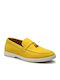 Leather Women's Loafers in Yellow Colour