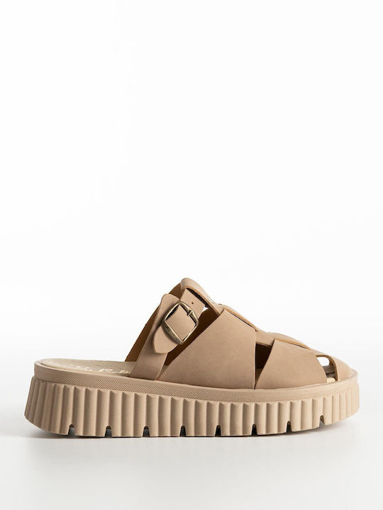 Bozikis Flache Damen Sandalen Flatforms Braun K...