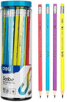 Deli Pencil Eraser 2B Scribe Eu51006 Various Colours