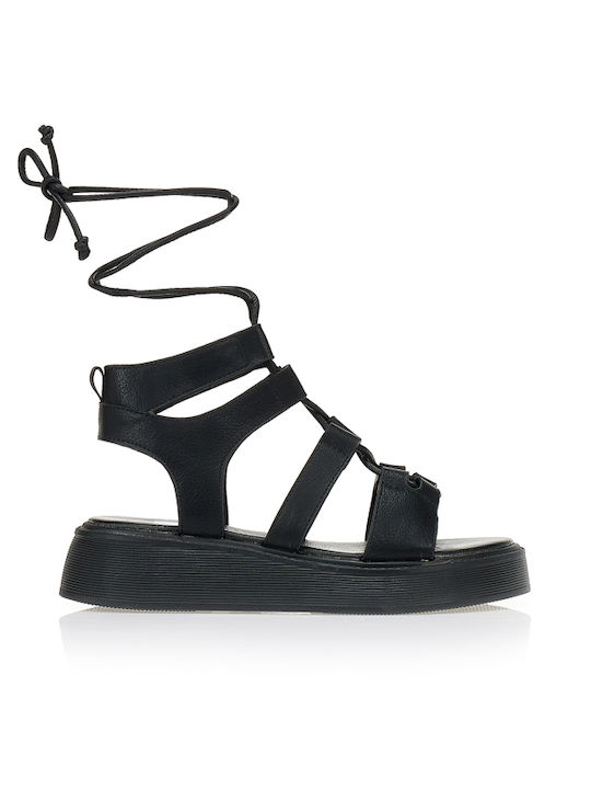 Tsoukalas Sommer Damenplattformen Schwarze