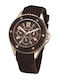 Women's Watch 40mm Battery Chronograph with Brown Rubber Strap