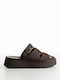 Damen Flatforms Braune Nubuk-Sandalen