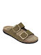 Sienna Leather Women's Anatomic Khaki Flat Sandals
