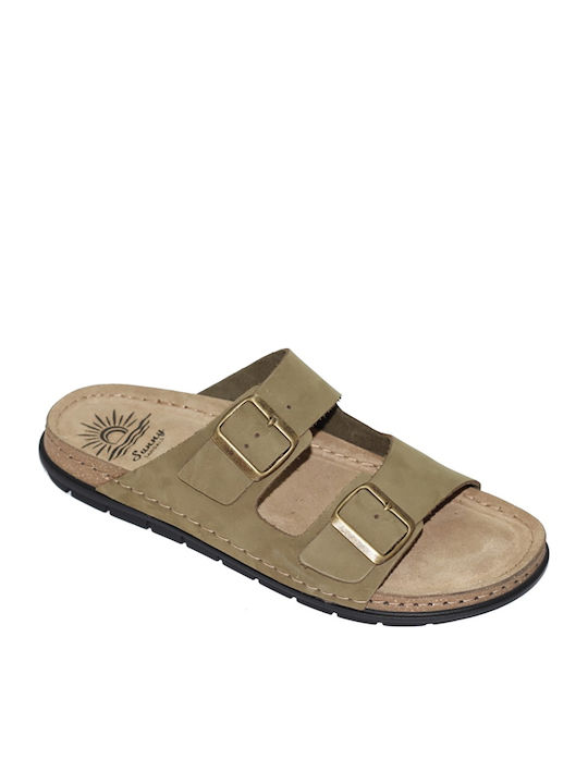 Leder Herrensandalen in Grün Farbe