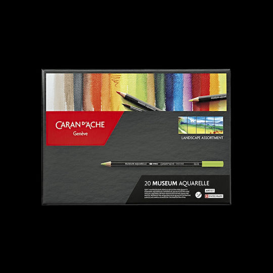 Caran D'ache Watercolor Crayons Paper Box 20 Colours Φ3.8mm Museum Aquarelle
