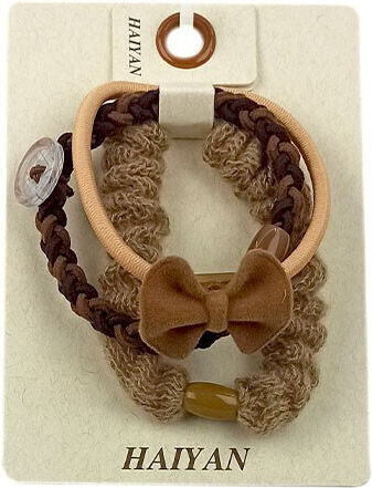 Haiyan Pretty Hair Hair Scrunchies 3 Designs Brown
