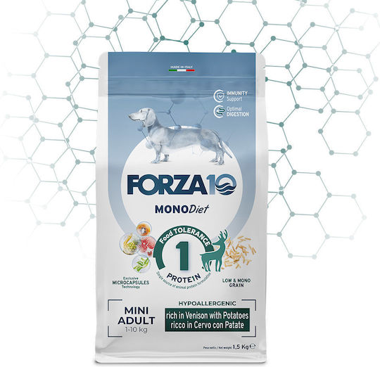 Forza10 Mono Diet Mini 1.5kg Ξηρά Τροφή για Ενήλικους Σκύλους Μικρόσωμων Φυλών με Ελάφι και Πατάτες