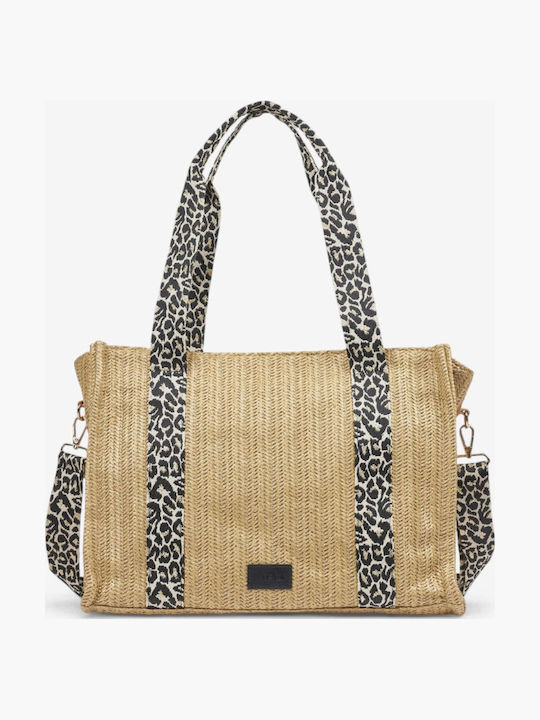 Beige Damen-Tote aus Bast