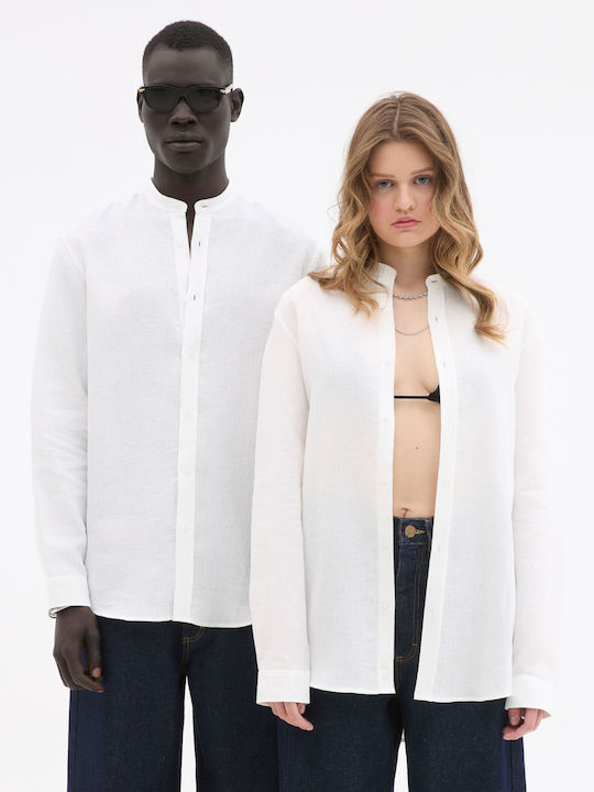 Aristoteli Bitsiani Long Sleeve Linen Shirt White