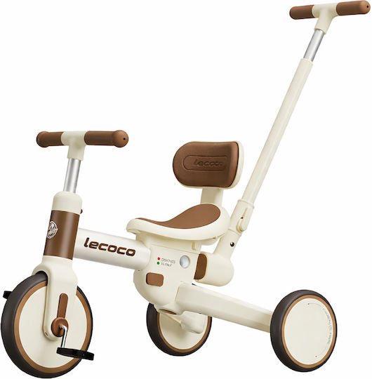 Lecoco Convertible Tricycle with Parental Handle for 5+ Years Brown