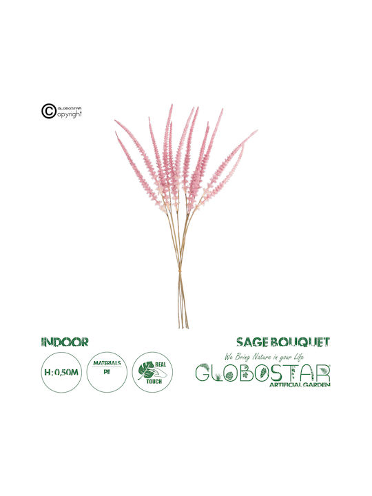 Artificial Garden Pale Pink Sage Bouquet Decorative Artificial Bouquet Ear Soft Pink Height 50cm