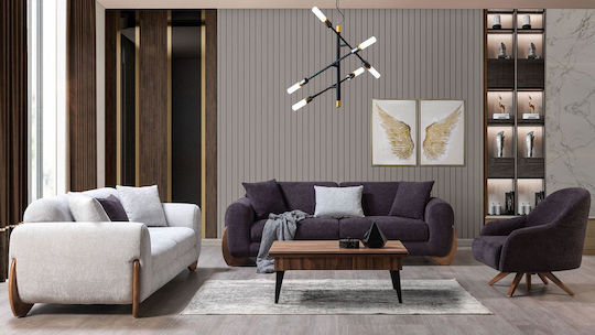 SteweHome Wohnzimmermöbel-Set Bukle 3+3+1 Gebogene Linien Anthrazit Weiß 232x92x85 cm