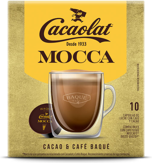 Baque Cafe Kaffeekapseln Espresso Mocca Cacaolat Kompatibel mit Maschine Dolce Gusto 10 Stück