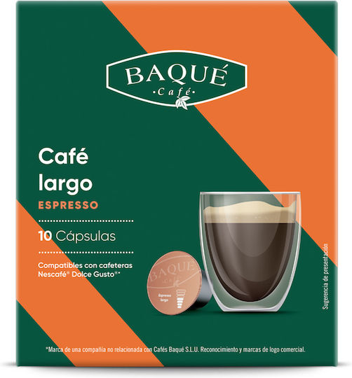 Cafe Baque Капсули Еспресо Ларго Съвместими с Машина Dolce Gusto 10 броя