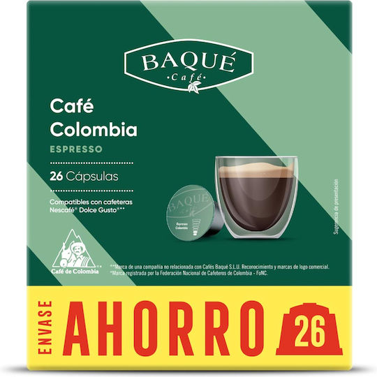 Cafe Baque Κάψουλες Espresso Colombia Συμβατές με Μηχανή Dolce Gusto 26caps