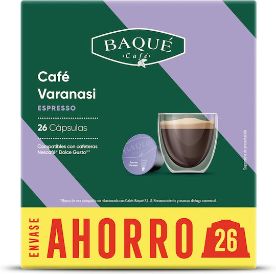 Cafe Baque Espresso Capsules Varanasi Compatible with Dolce Gusto Machine 26 Pieces