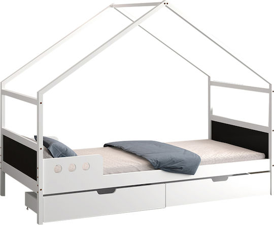 Kids Bed Montessori Bunk Single with Storage Space White for Mattress 90x190cm