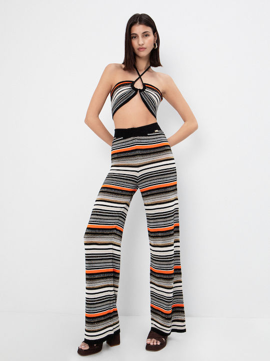 Damen Stoffhose Gestreift