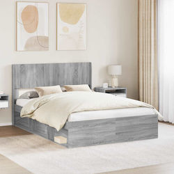 vidaXL Wooden Gray Bed Headboard 126.5x100cm