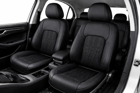 Universal Eco Leather Car Seat Covers Set Front Rear Black Black