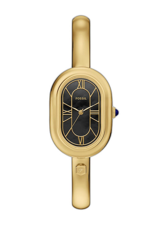 Fossil Γυναικείο Ρολόι 25mm Μπαταρίας με Χρυσό Μεταλλικό Μπρασελέ