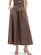 Hoch Taille Midi Damenrock Braun