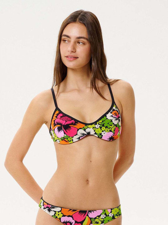 Bikinioberteile Dreieck Blumen Schwarz