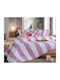 Nef-Nef Homeware Casual Set Bed Sheets Double With Rubber Hugger 160x200+35cm Mauve 4 Pieces