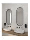 Iron Semi Oval Bathroom Mirror 45x125cm Black