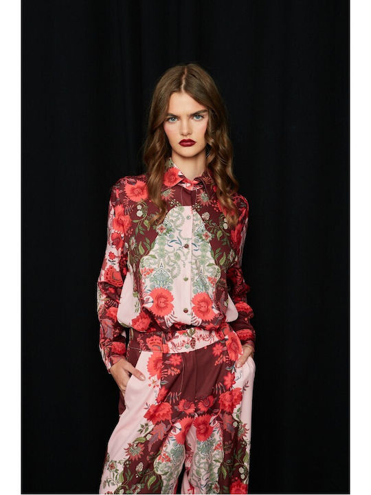 Women's Burgundy Floral Shirt