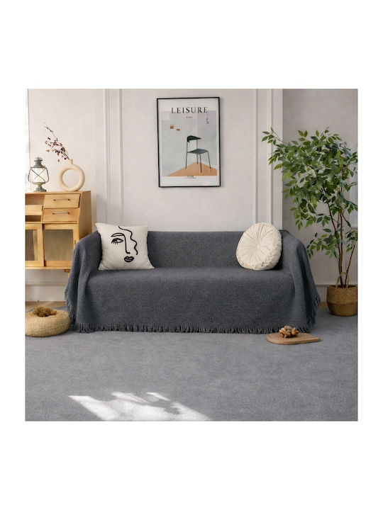 Lucktora Armchair Throw Chenille 180x180cm Gray
