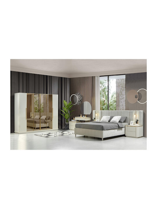 SteweHome Schlafzimmermöbel-Set Weiß Gold Luxus 7 Stück 160x200cm