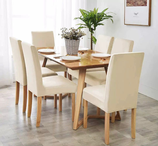 Lucktora Ελαστικό Κάλυμμα Καρέκλας Μπεζ 6τμχ
