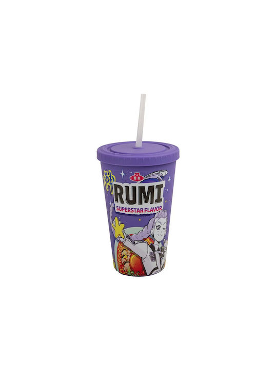 Cinereplicas Чаша от Пластмасова в Лилав Цвят със Сламка 475ml