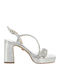 Damen Sandalen Silber Leder