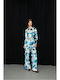 Women's Velvet Pantaloons Floral White - Petrol