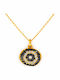 Atofio Kosmima Necklace Eye From 9 K Gold With Black Zircon