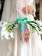 Pearl Grace Purse-style Bridal Bouquet White Calla Lilies Pearl Handle Elegant Modern