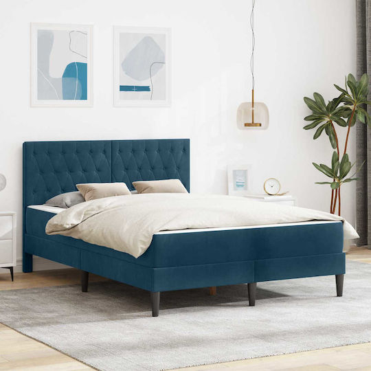Doppelbett mit Stauraum & Matratze 140x200cm Blau Doppelbett mit Stauraum & Matratze 140x200cm Blau