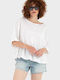 Women's Summer Linen Short Sleeve Top White