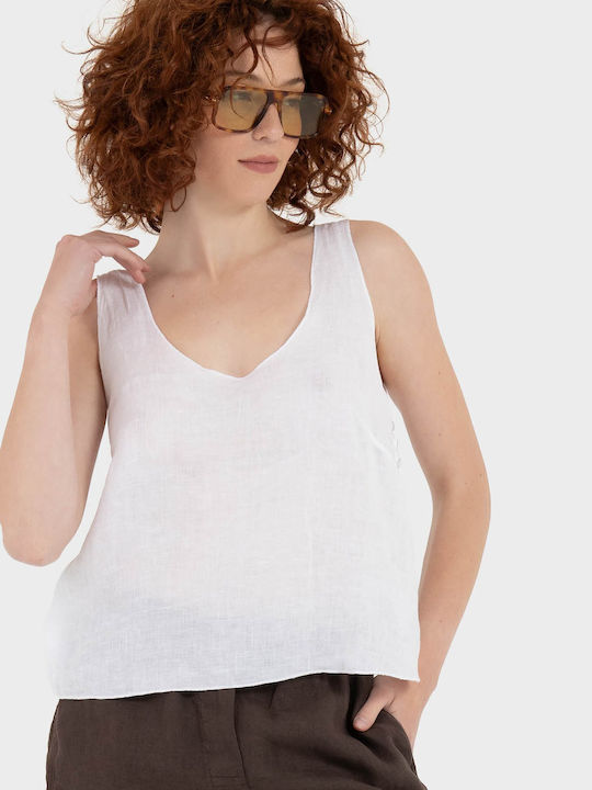 Black & Black Women's Summer Linen Blouse White