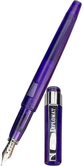 Diplomat Magnum Pene De Scris Extra Fine 0.4mm Gri Din Oțel Cu Cerneală Violet